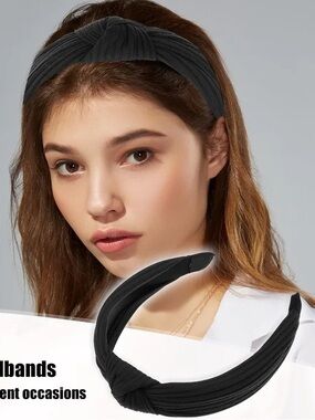 Black Top Knot Ribbed COMFY Headband